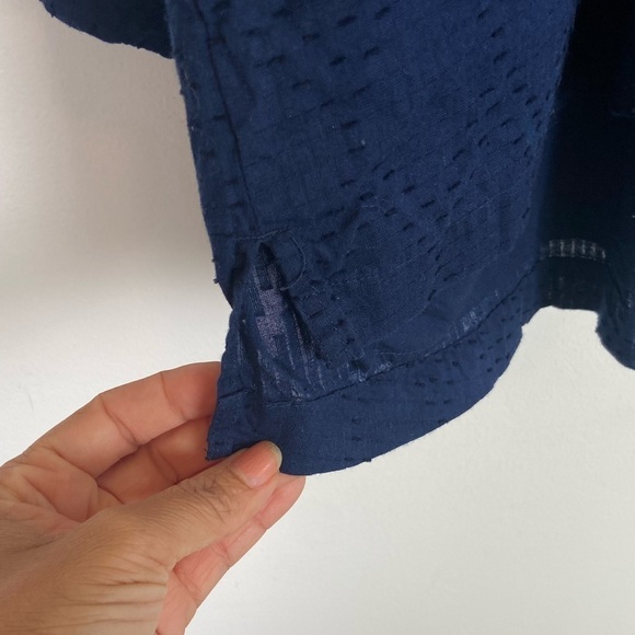 Crown & Ivy Women's Top Size XXL Blue Ruffle Neck Long Sleeve V-Neck Cotton - Picture 4 of 9